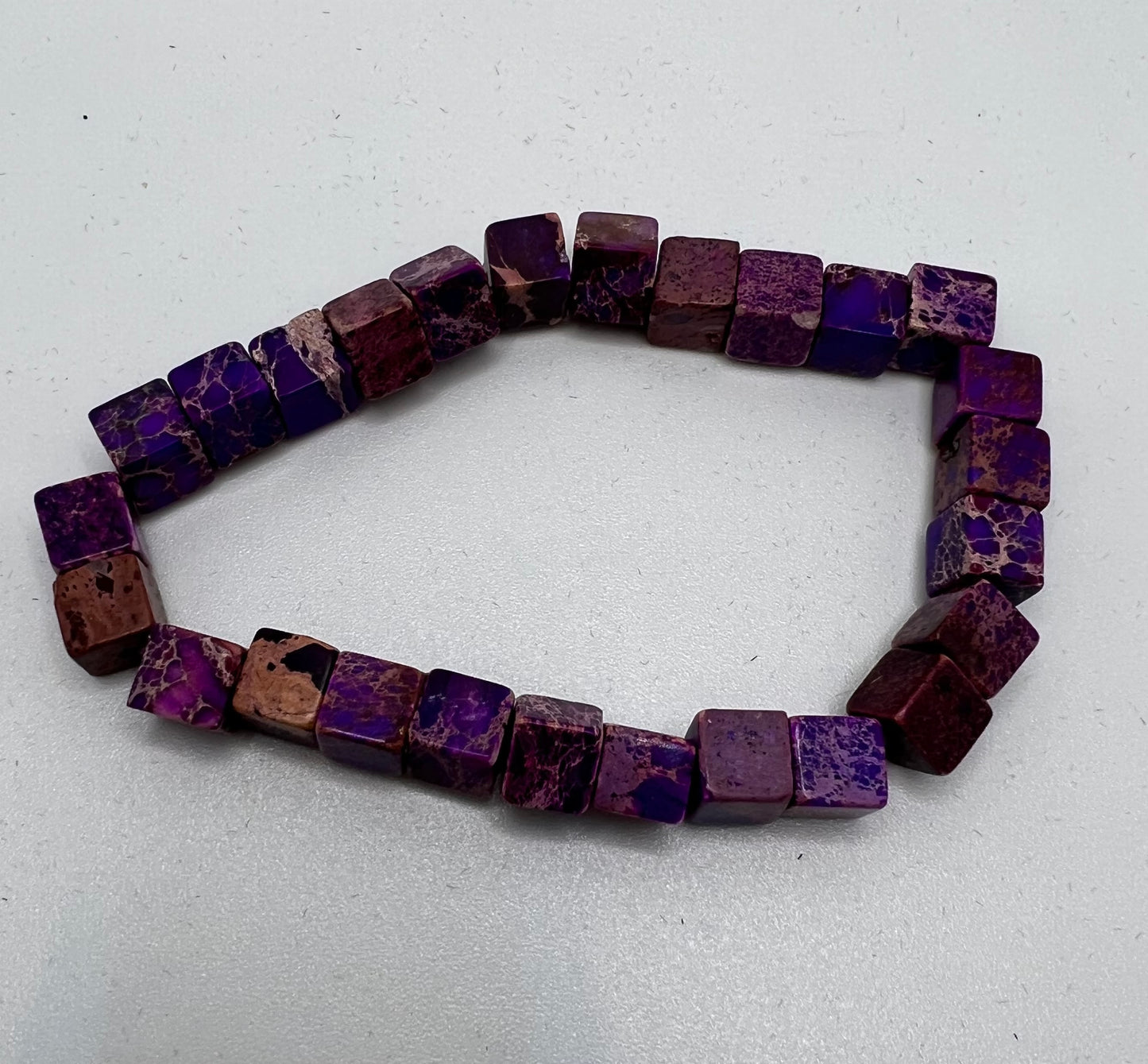 Purple Emperor Pine Square Beaded Stretch Bracelet