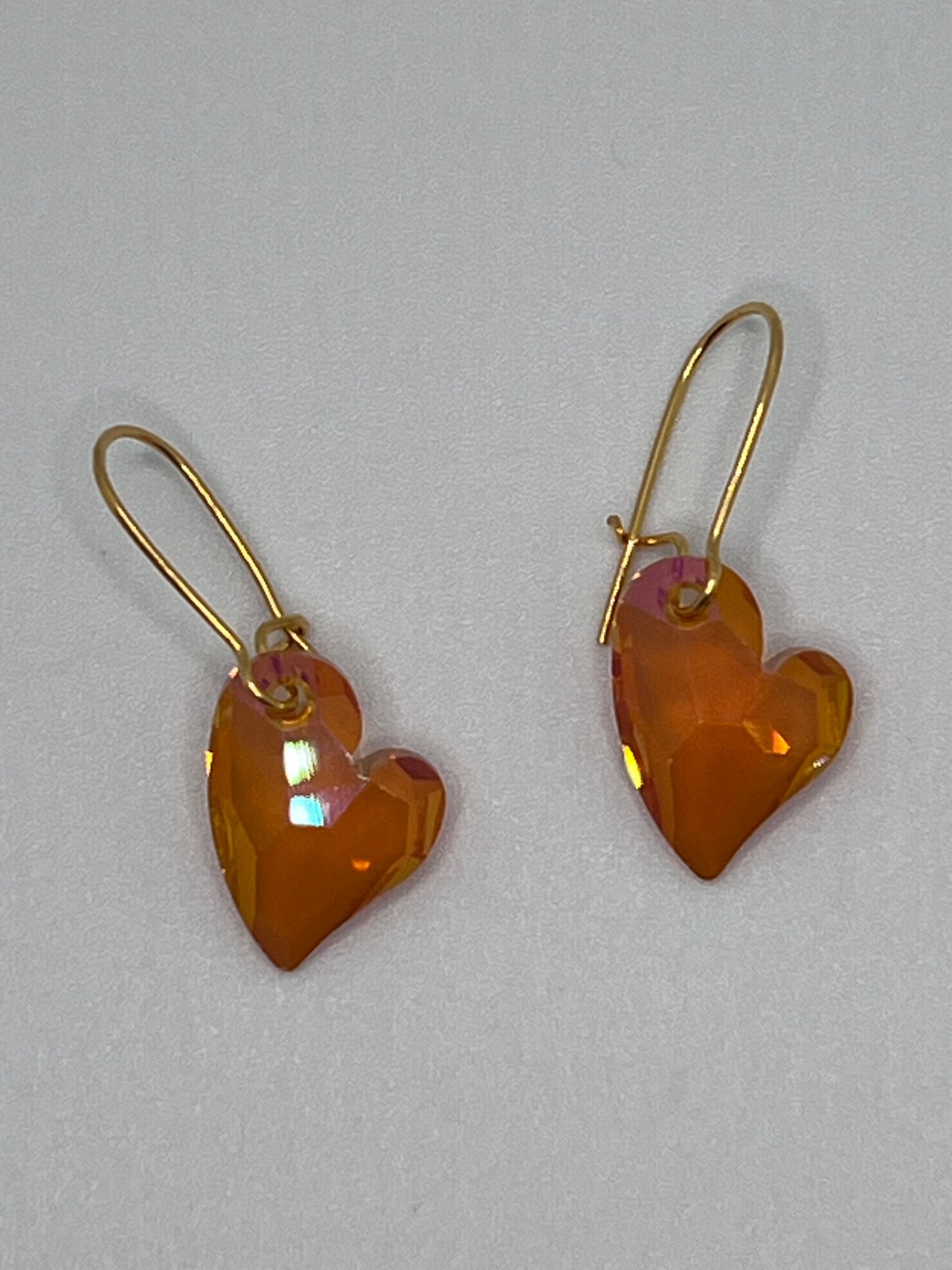 Tangerine Crystal Heart Earrings