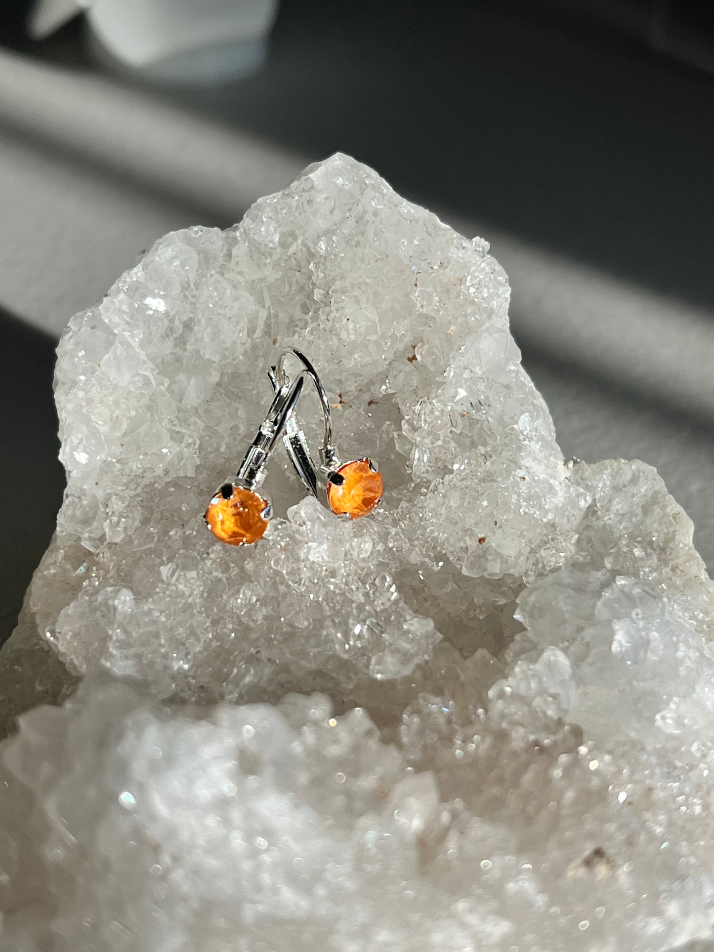 Neon Orange Dangle Earrings
