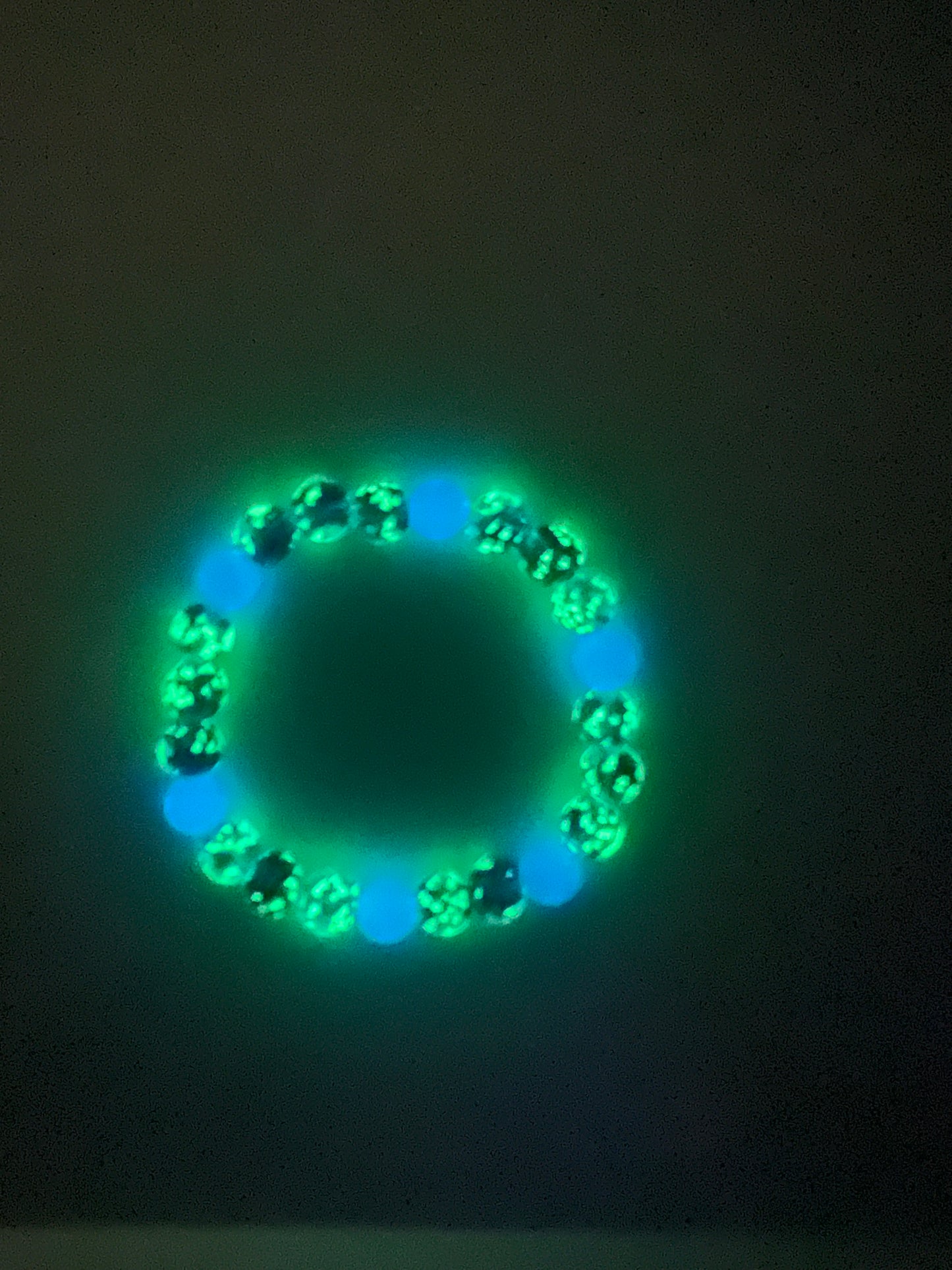 Blue Glow-in-the Dark Beaded Stretch Bracelet