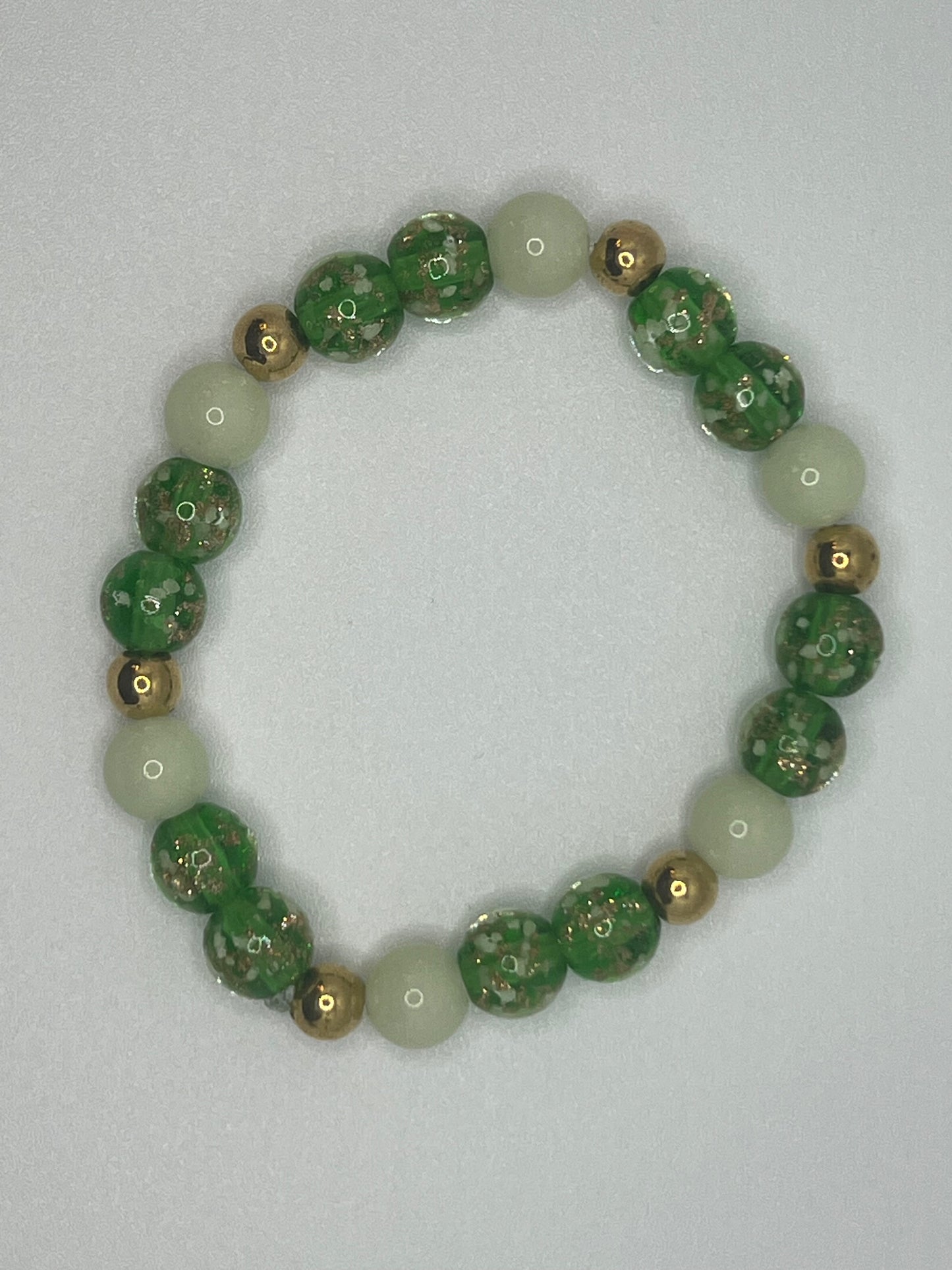 Green Glow-in-the Dark Beaded Stretch Bracelet