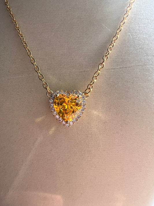 Citrine Heart Necklace