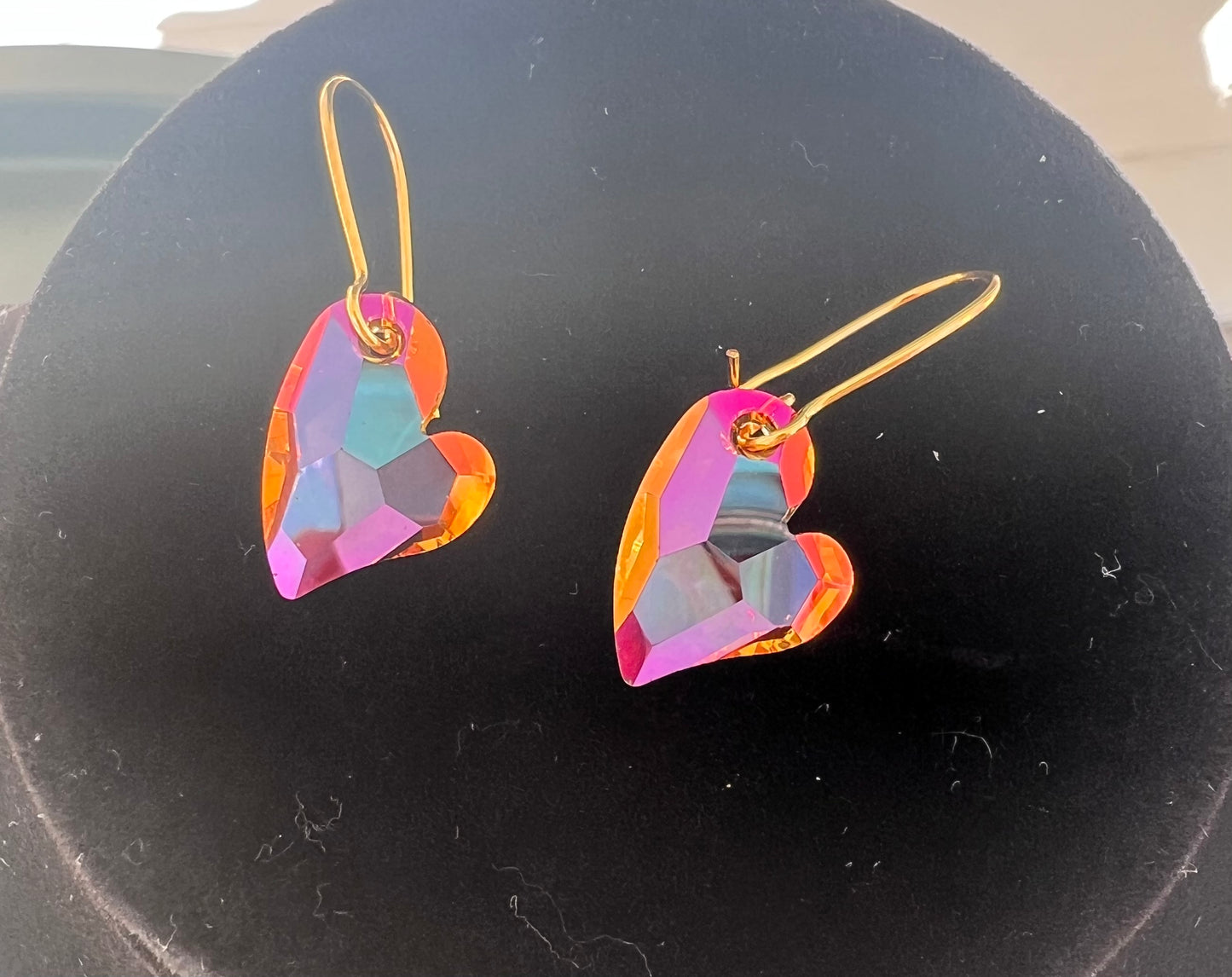 Tangerine Crystal Heart Earrings
