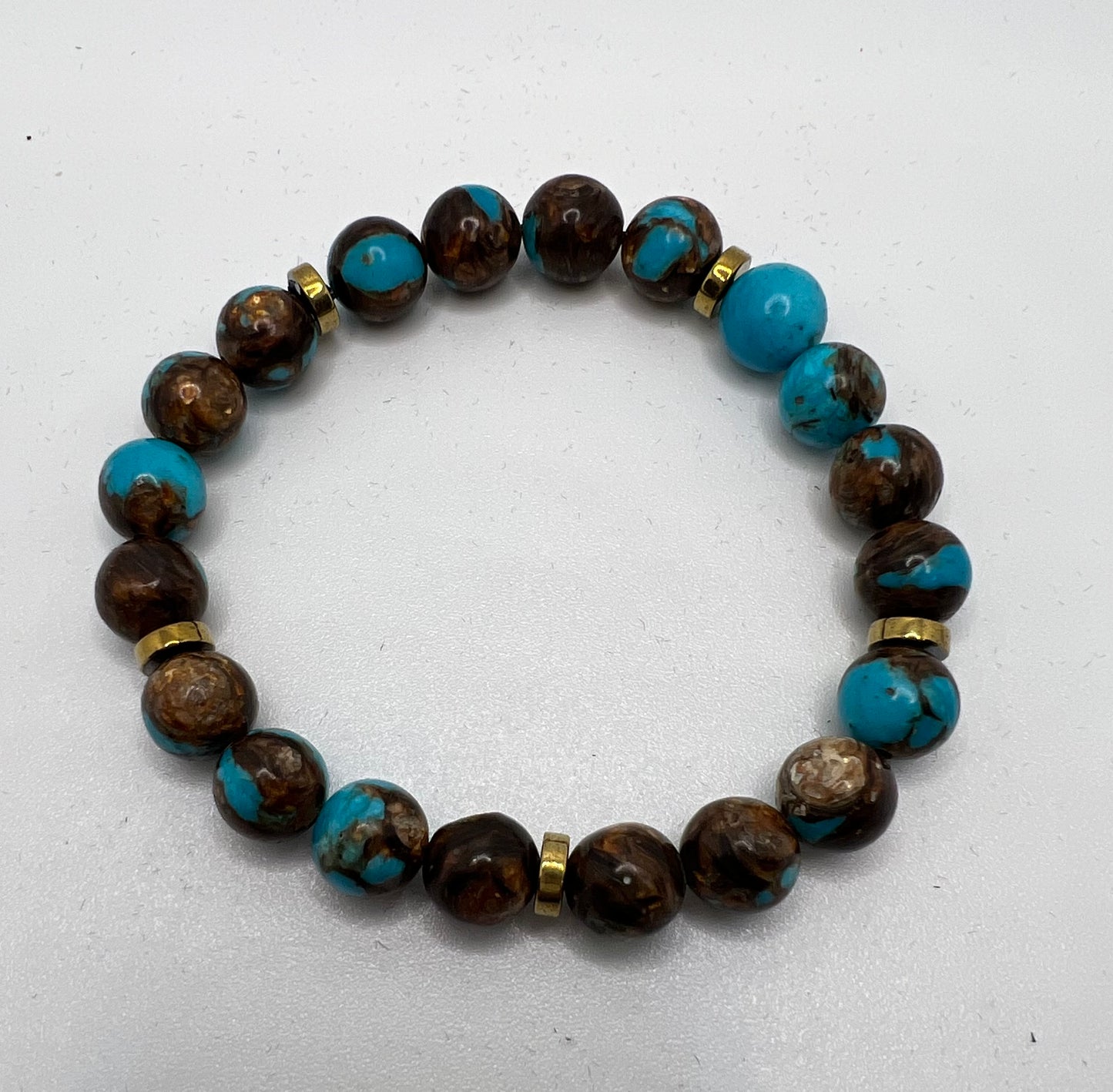 bronze turquoise gold beaded bracelet