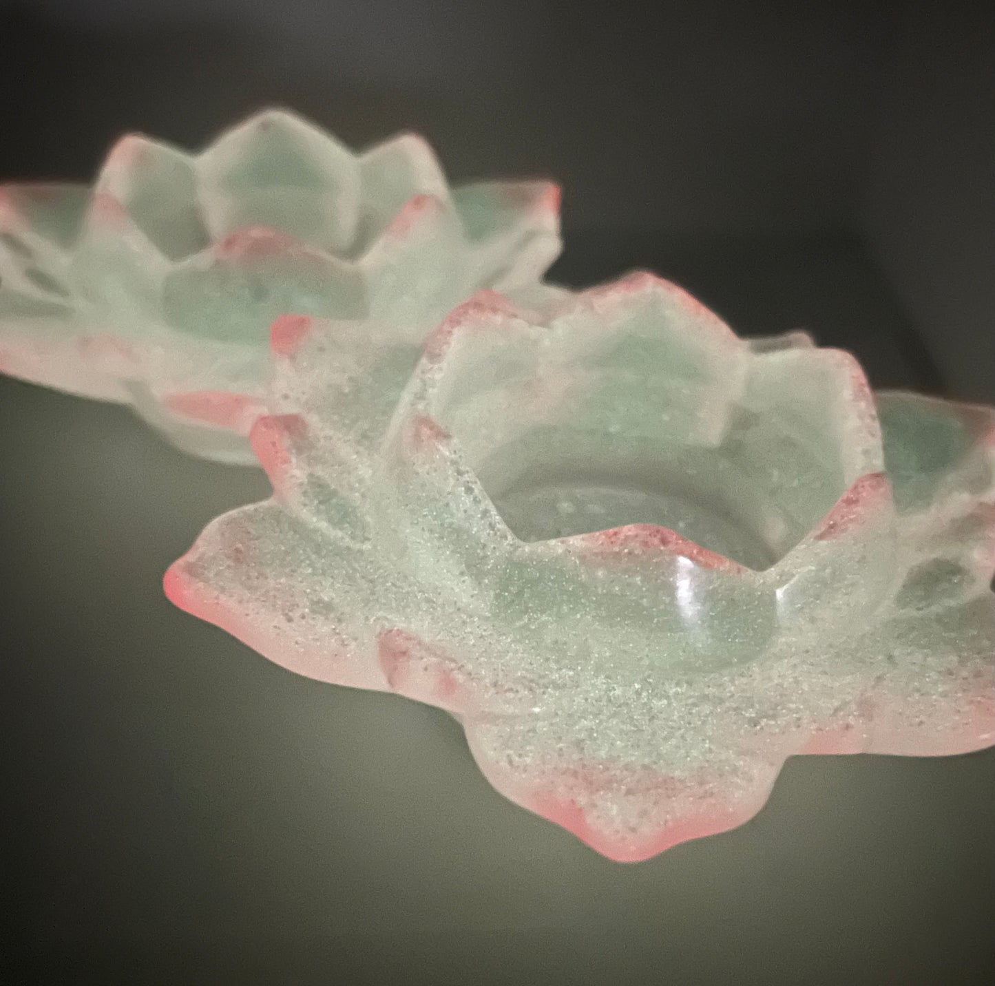 Glow in the Dark Lotus Flower Tea Light Holders (set of 2)
