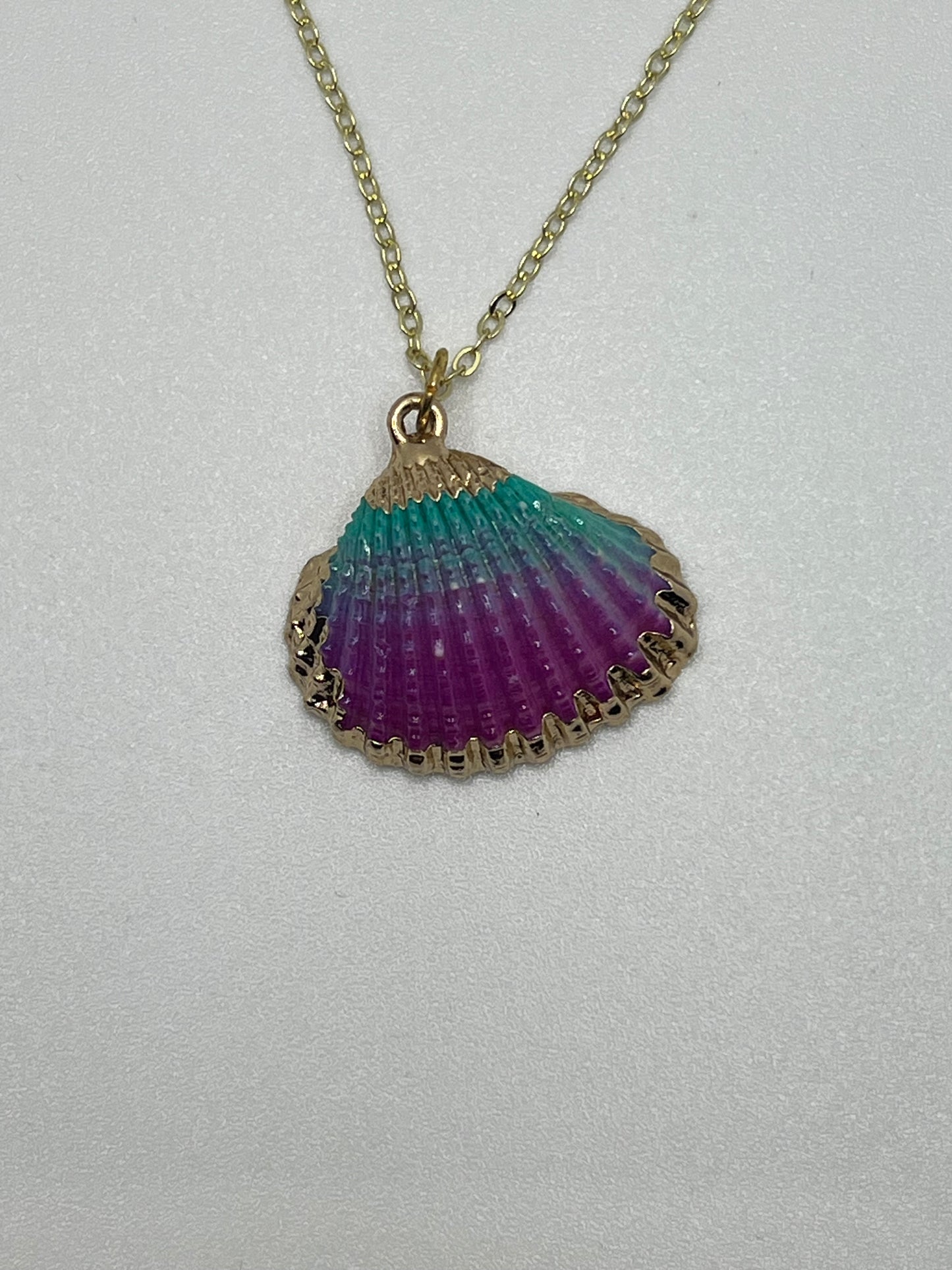 Hand painted seashell charm necklace