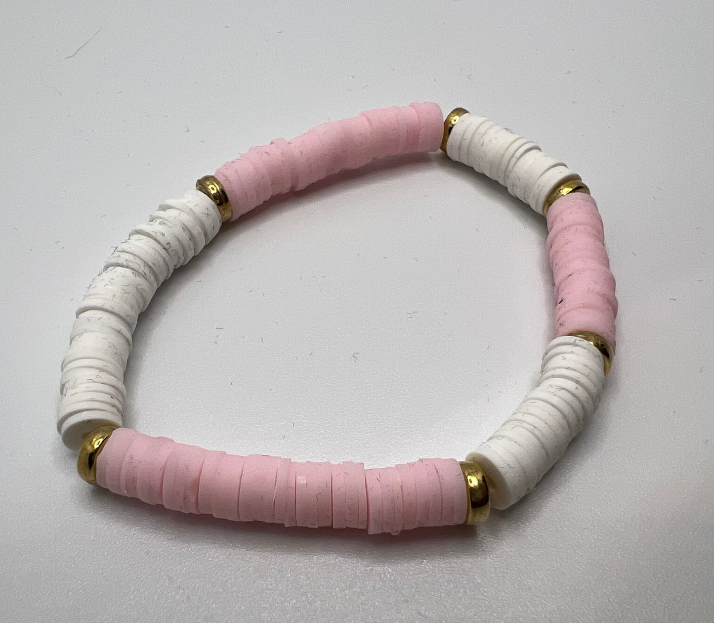 Pink and white stretch bracelet