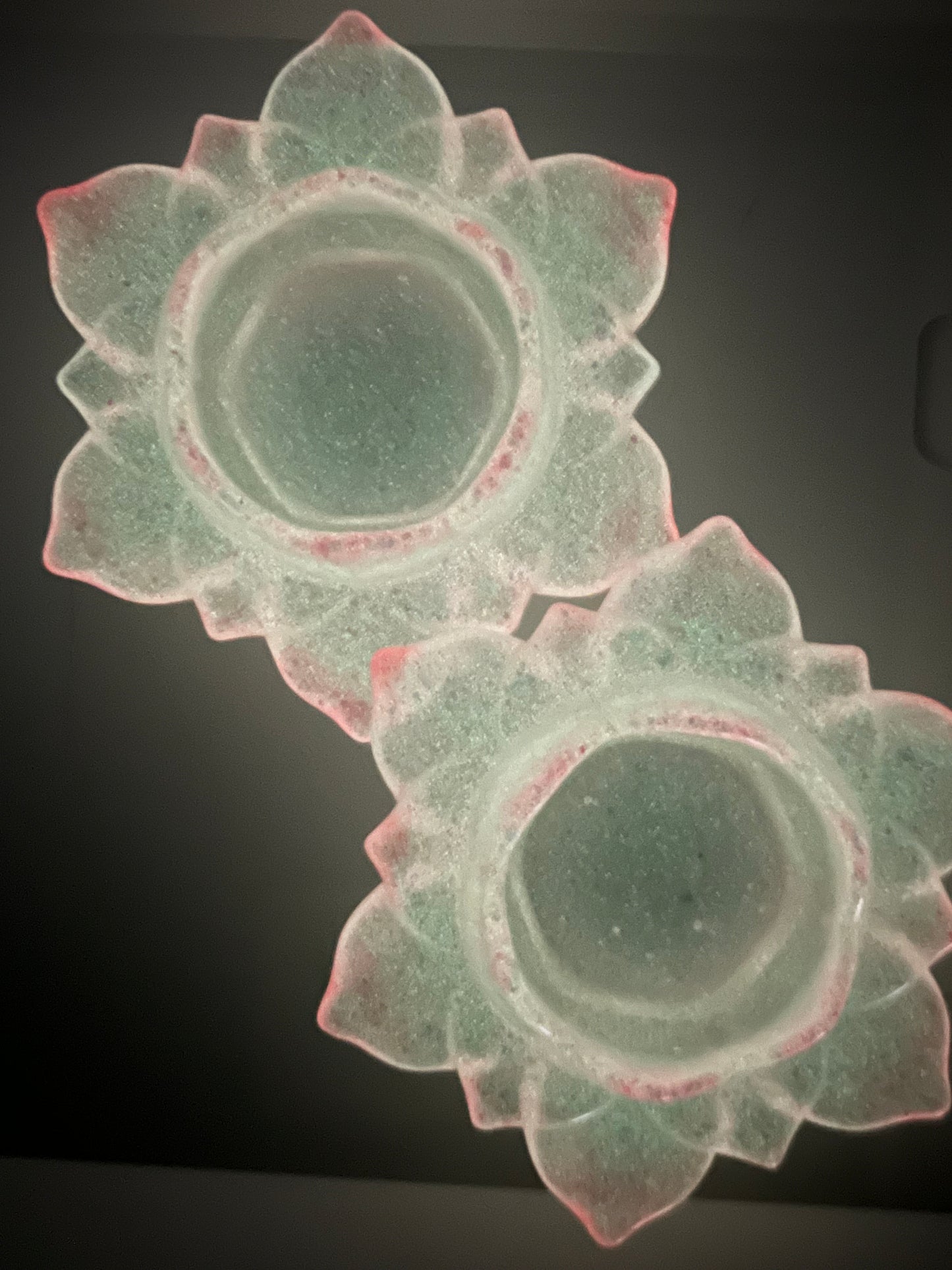 Glow in the Dark Lotus Flower Tea Light Holders (set of 2)
