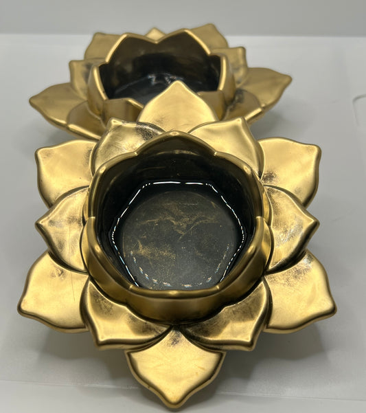 Lotus Flower Tea Light Holders (set of 2)