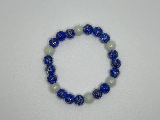 Blue Glow-in-the Dark Beaded Stretch Bracelet