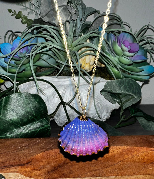 Hand painted seashell charm necklace