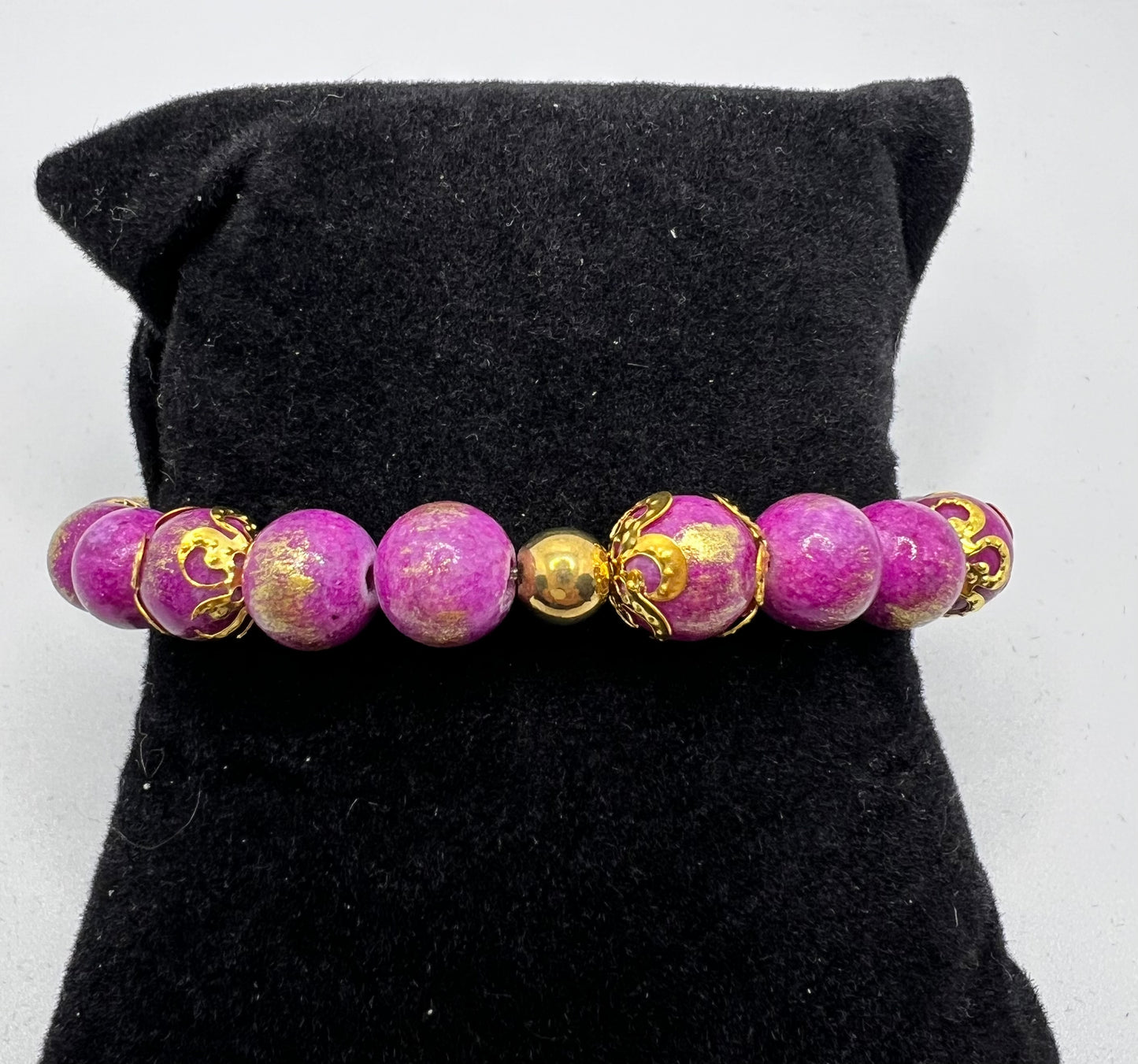 Purple and Gold Lapis Lazuli Stretch Bracelet