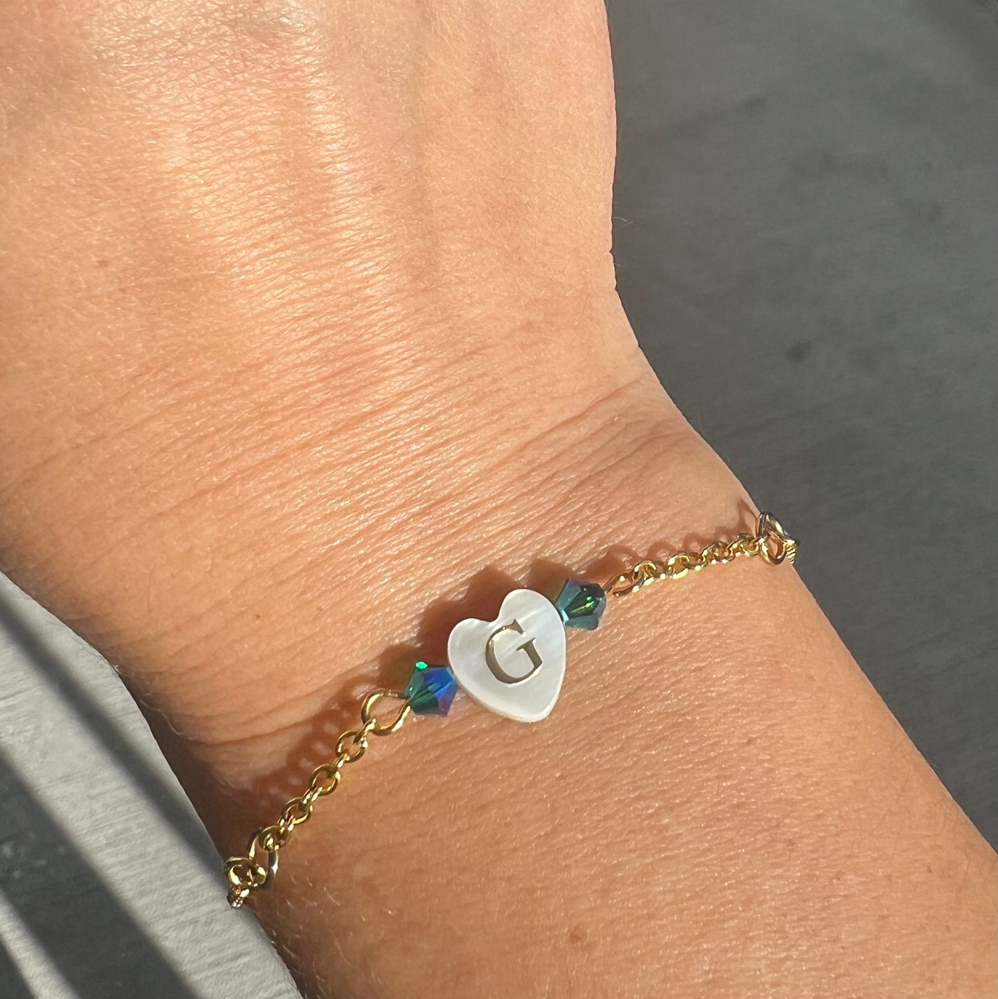 Custom Heart Initial and Crystal Bracelet