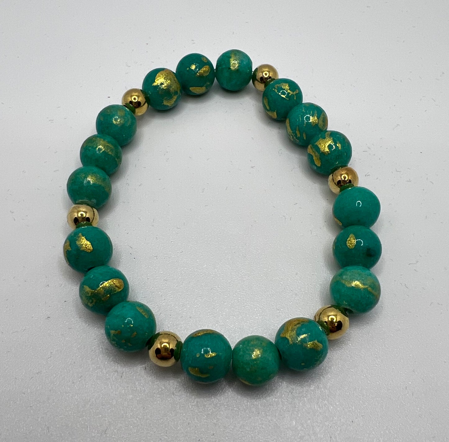 Light Green and Gold Lapis Lazuli stretch bracelet