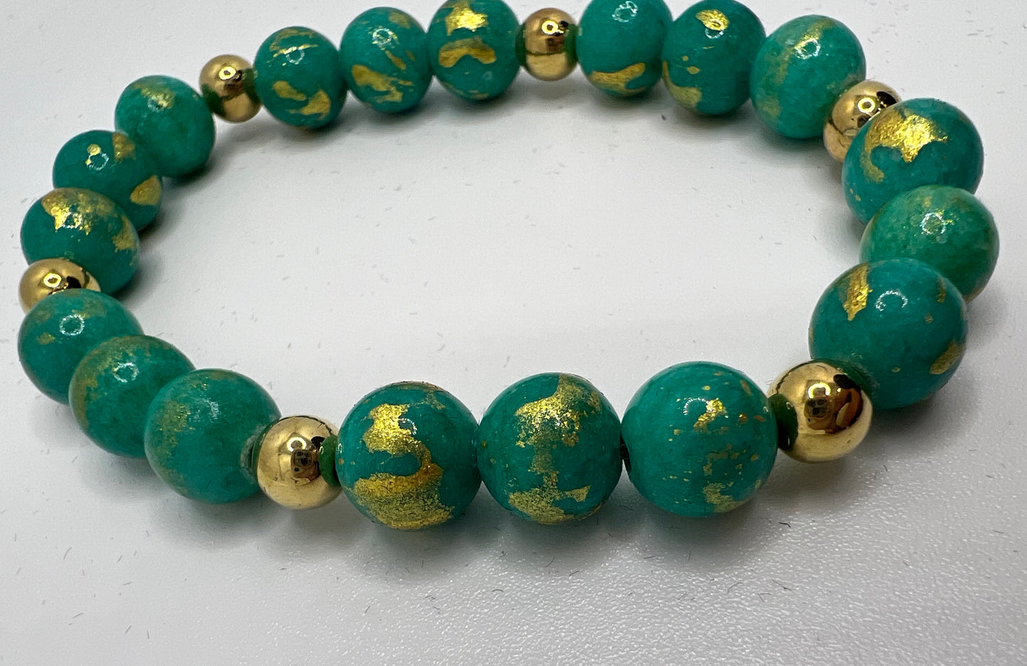 Light Green and Gold Lapis Lazuli stretch bracelet